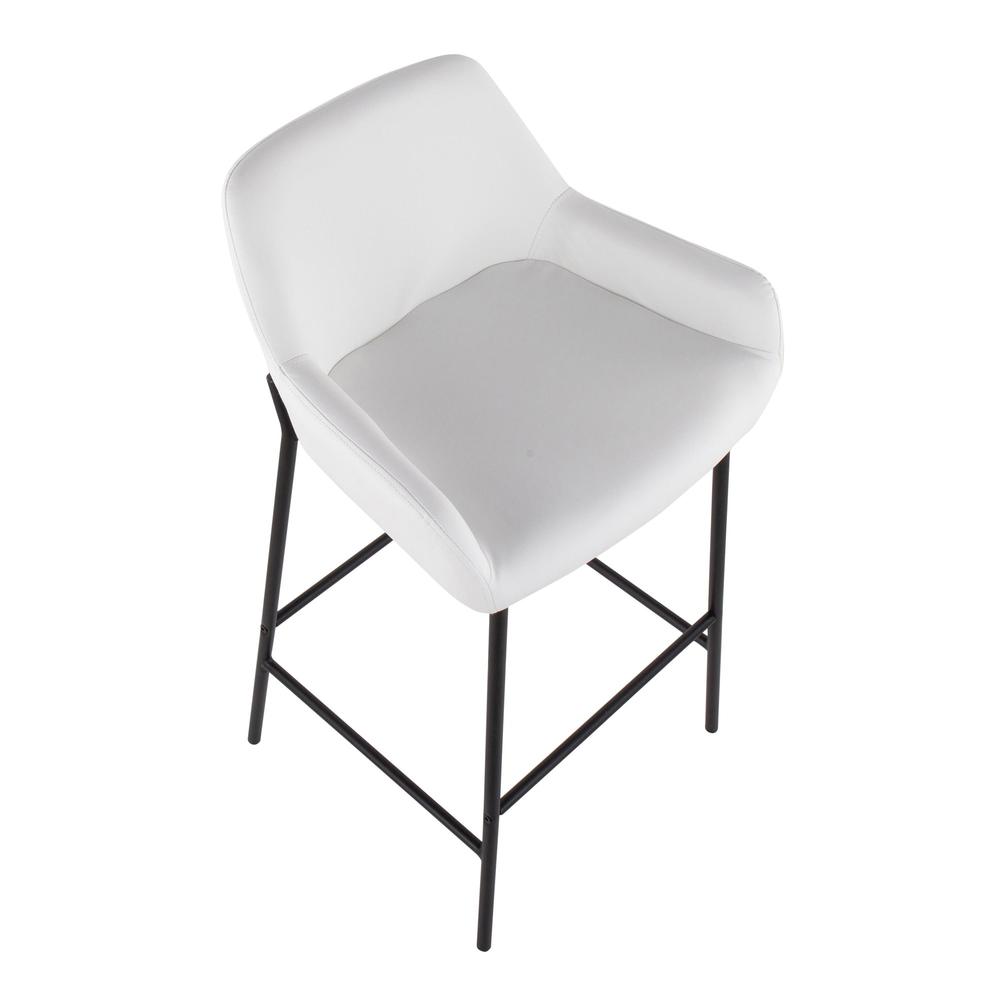 Black Metal, White PU Daniella Fixed-Height Bar Stool - Set of 2. Picture 7