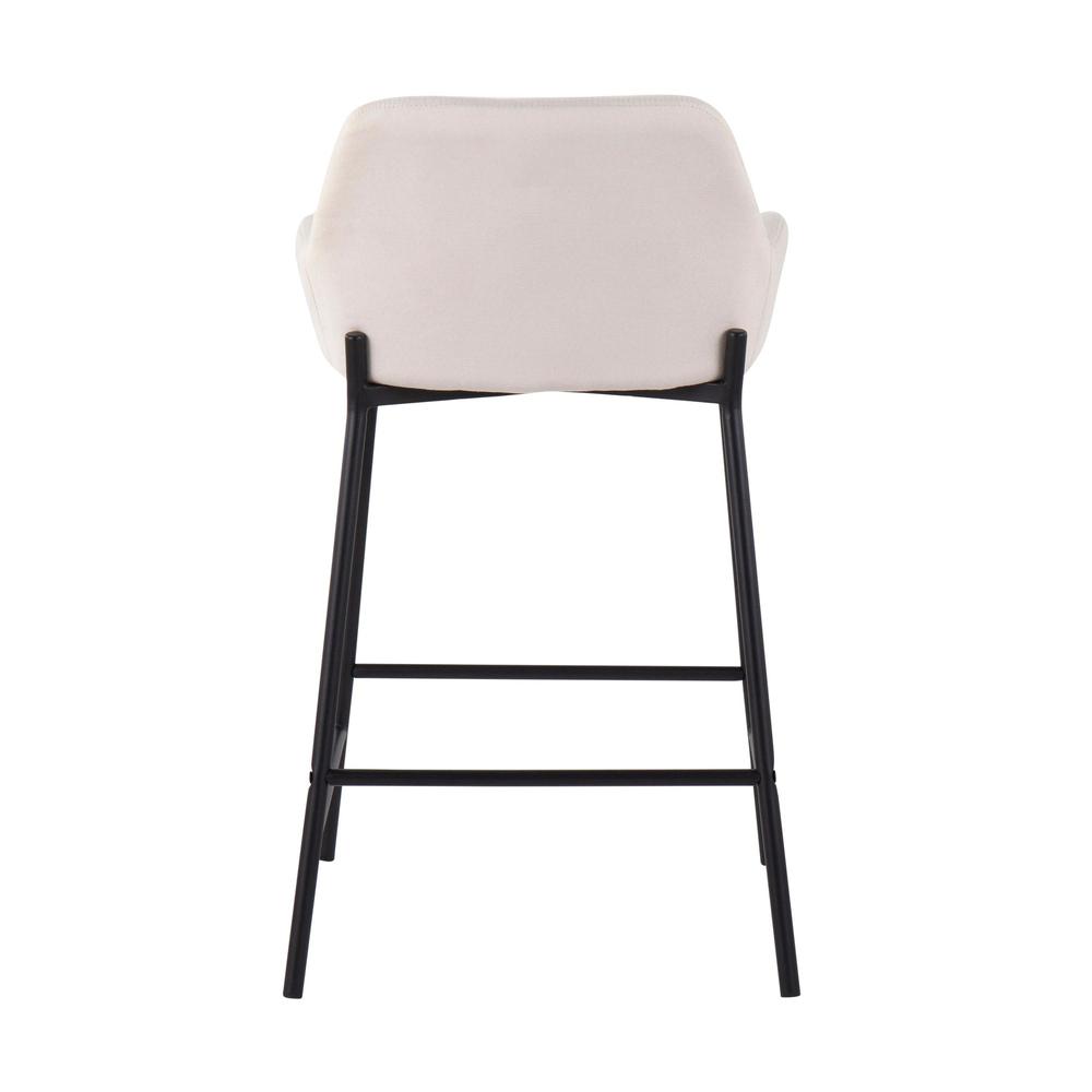 Black Metal, Cream Fabric Daniella Fixed-Height Counter Stool - Set of 2. Picture 5