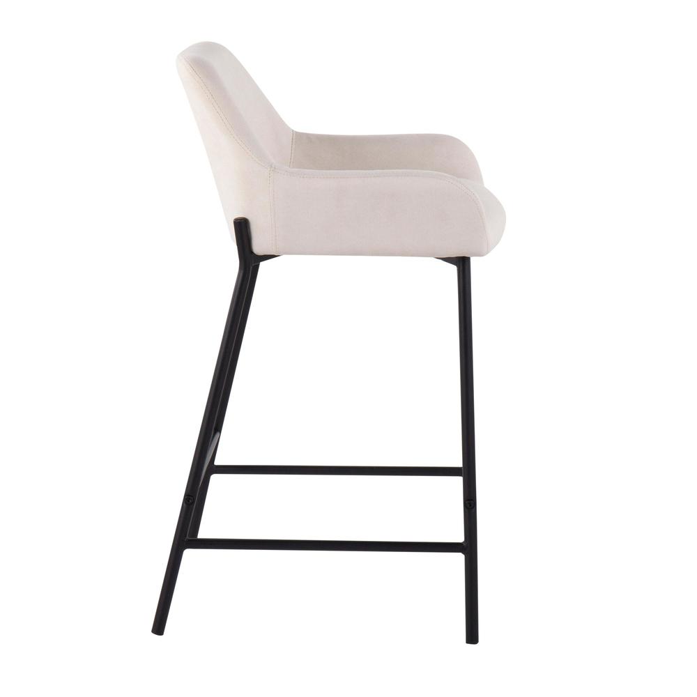 Black Metal, Cream Fabric Daniella Fixed-Height Counter Stool - Set of 2. Picture 3