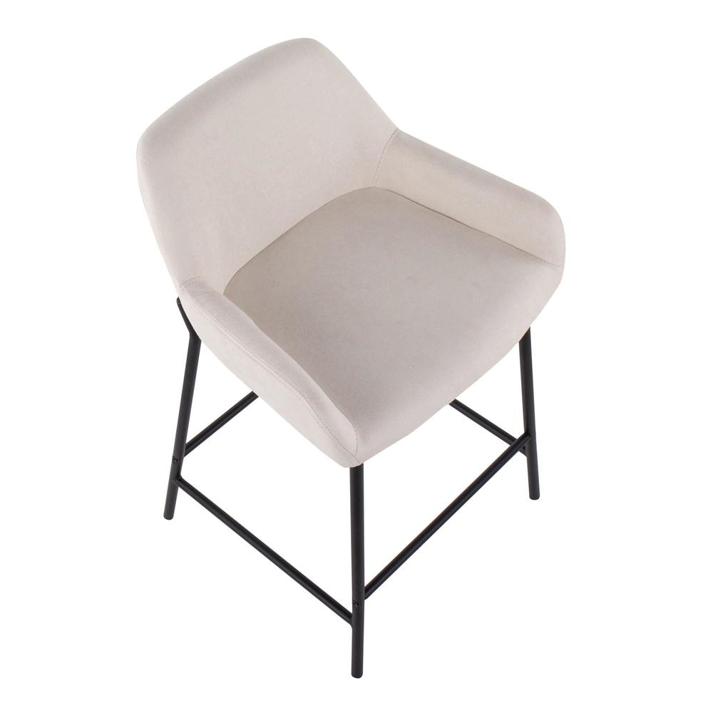 Black Metal, Cream Fabric Daniella Fixed-Height Counter Stool - Set of 2. Picture 7