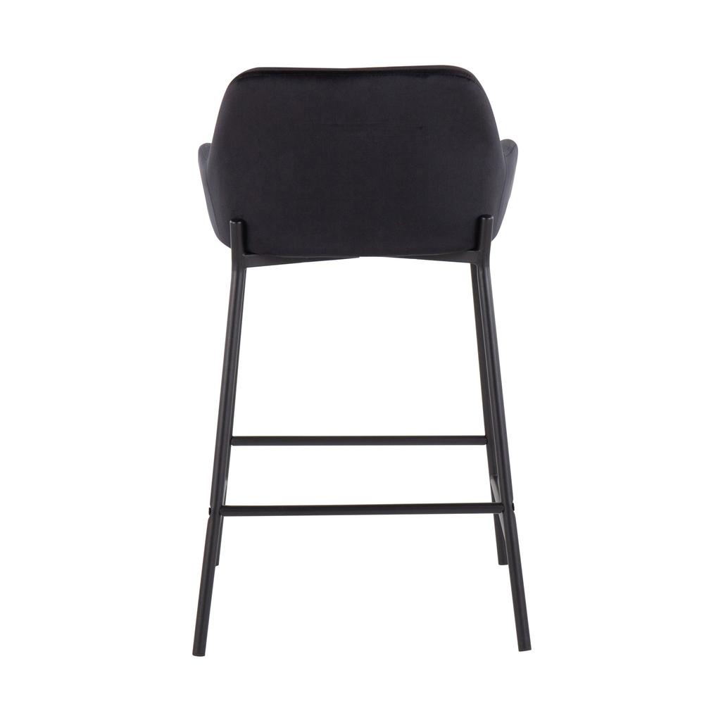 Black Metal, Black Velvet Daniella Fixed-Height Counter Stool - Set of 2. Picture 5