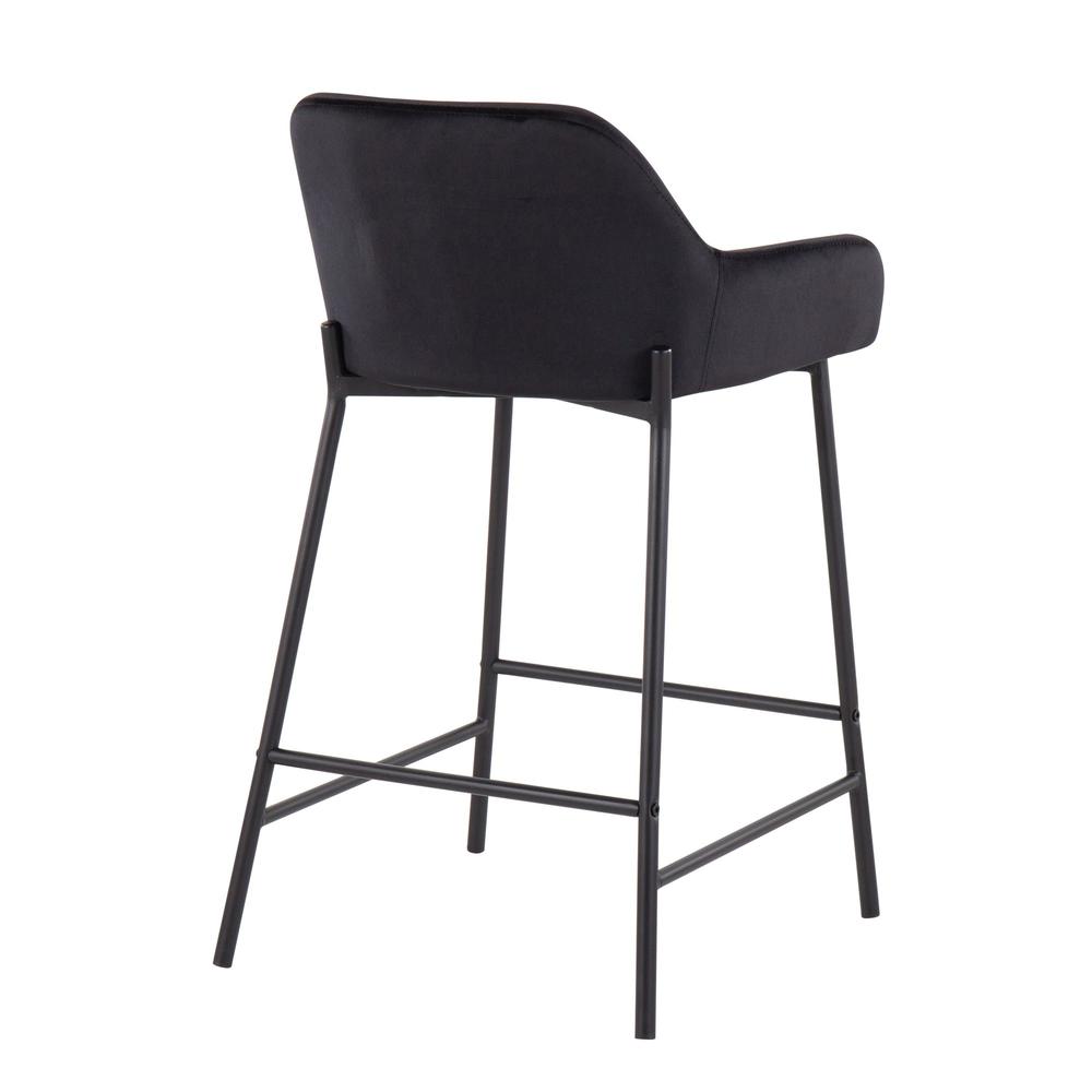 Black Metal, Black Velvet Daniella Fixed-Height Counter Stool - Set of 2. Picture 4