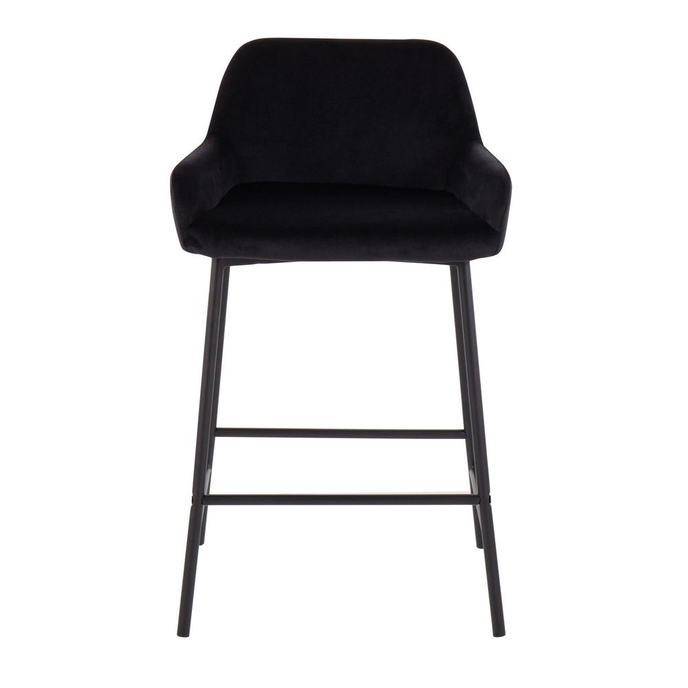 Black Metal, Black Velvet Daniella Fixed-Height Counter Stool - Set of 2. Picture 6