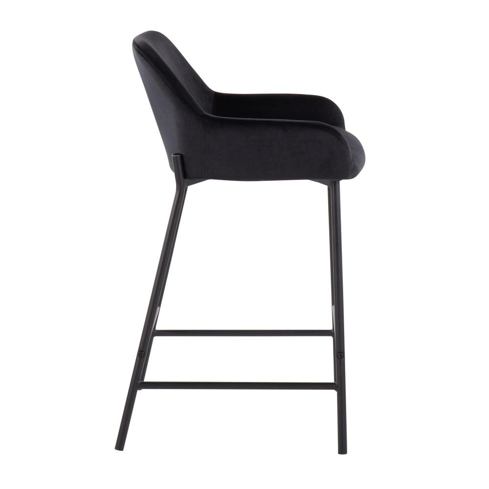 Black Metal, Black Velvet Daniella Fixed-Height Counter Stool - Set of 2. Picture 3