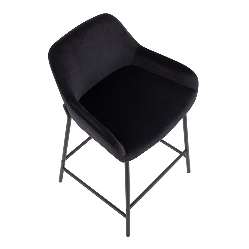 Black Metal, Black Velvet Daniella Fixed-Height Counter Stool - Set of 2. Picture 7