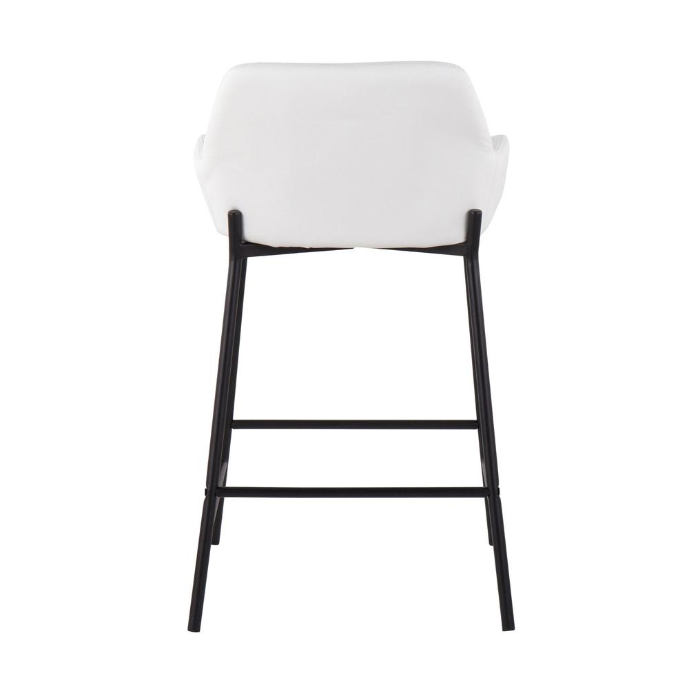 Black Metal, White PU Daniella Fixed-Height Counter Stool - Set of 2. Picture 5