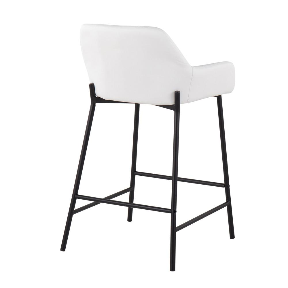 Black Metal, White PU Daniella Fixed-Height Counter Stool - Set of 2. Picture 4