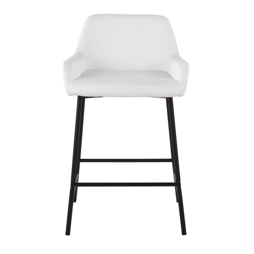 Black Metal, White PU Daniella Fixed-Height Counter Stool - Set of 2. Picture 6