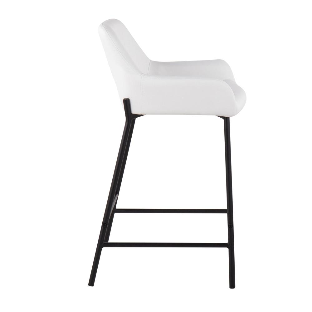 Black Metal, White PU Daniella Fixed-Height Counter Stool - Set of 2. Picture 3