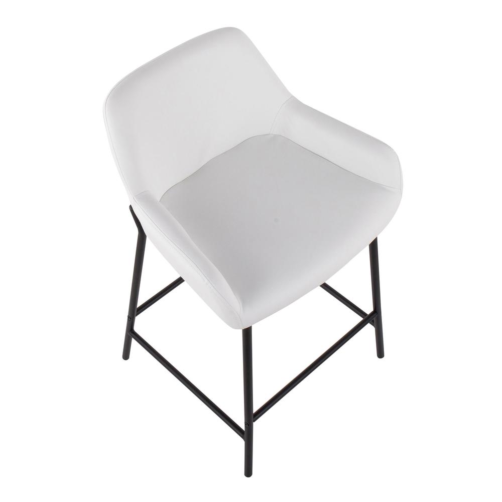 Black Metal, White PU Daniella Fixed-Height Counter Stool - Set of 2. Picture 7