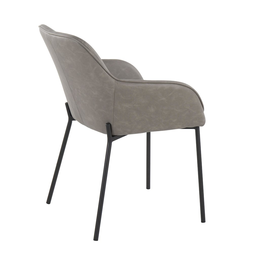 Black Steel, Grey PU Daniella Dining Chair - Set of 2. Picture 4