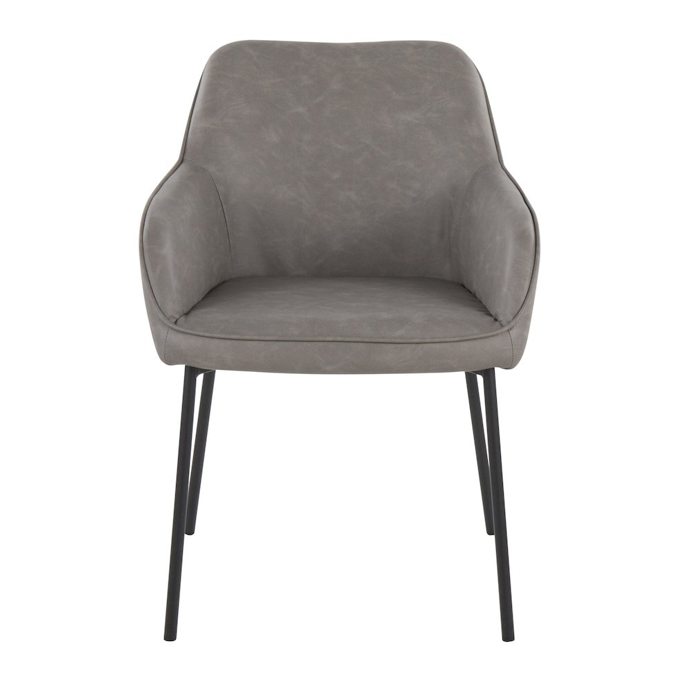 Black Steel, Grey PU Daniella Dining Chair - Set of 2. Picture 6