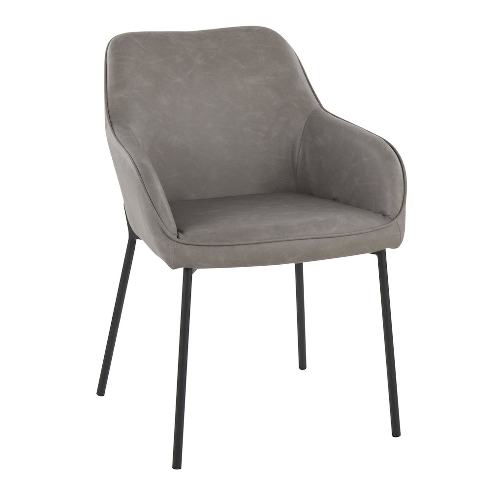 Black Steel, Grey PU Daniella Dining Chair - Set of 2. Picture 2