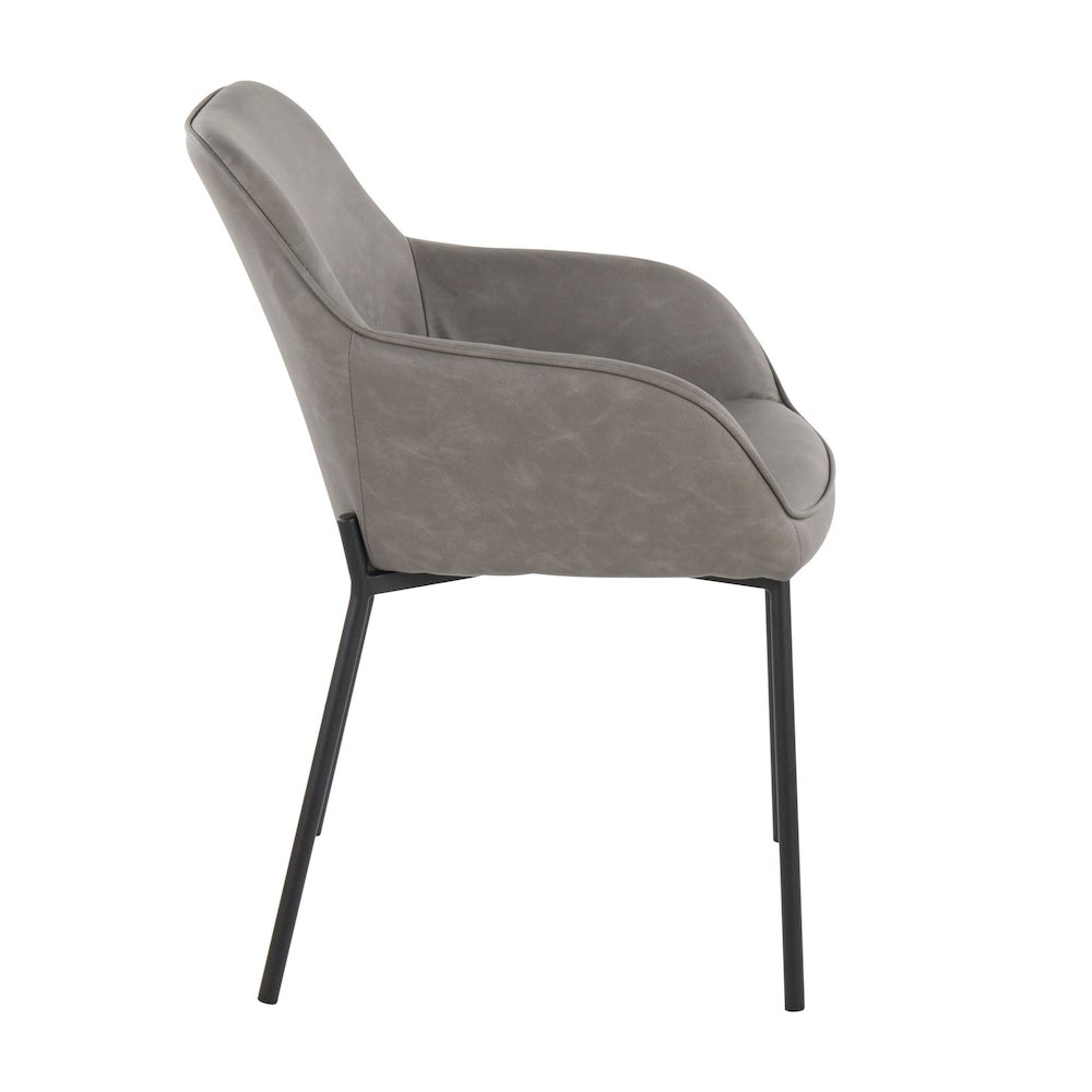Black Steel, Grey PU Daniella Dining Chair - Set of 2. Picture 3
