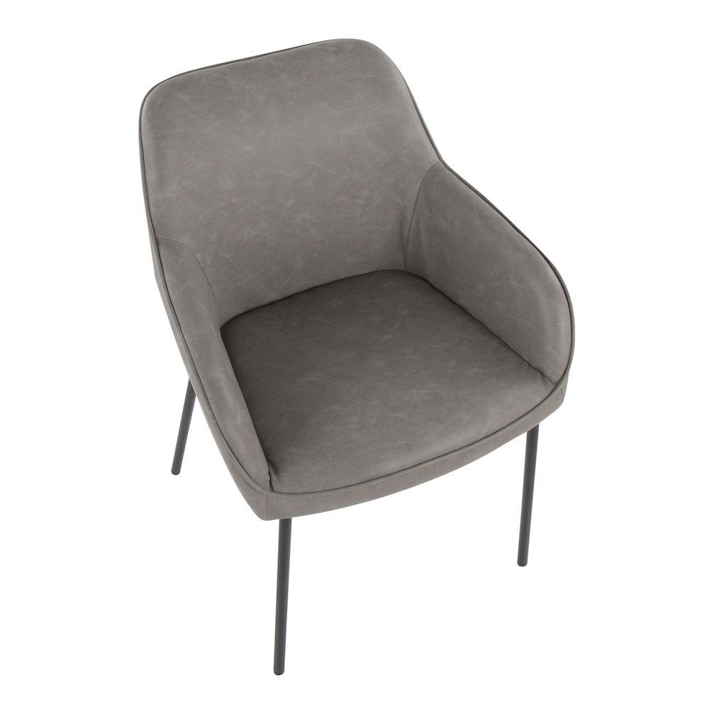 Black Steel, Grey PU Daniella Dining Chair - Set of 2. Picture 7