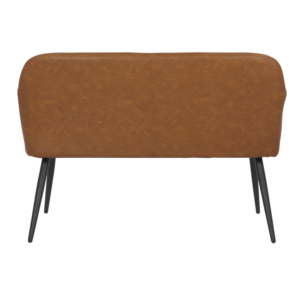 Black Steel, Camel PU Daniella High Back Bench. Picture 4