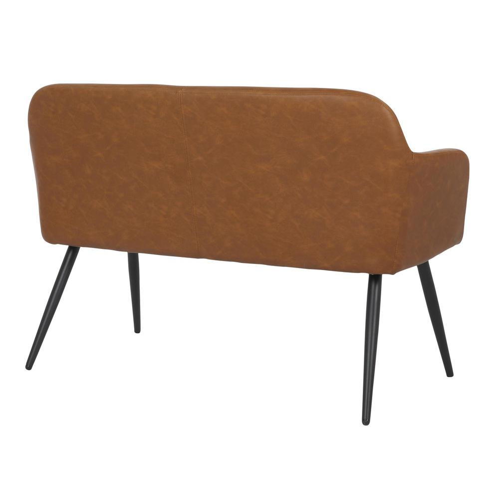 Black Steel, Camel PU Daniella High Back Bench. Picture 3