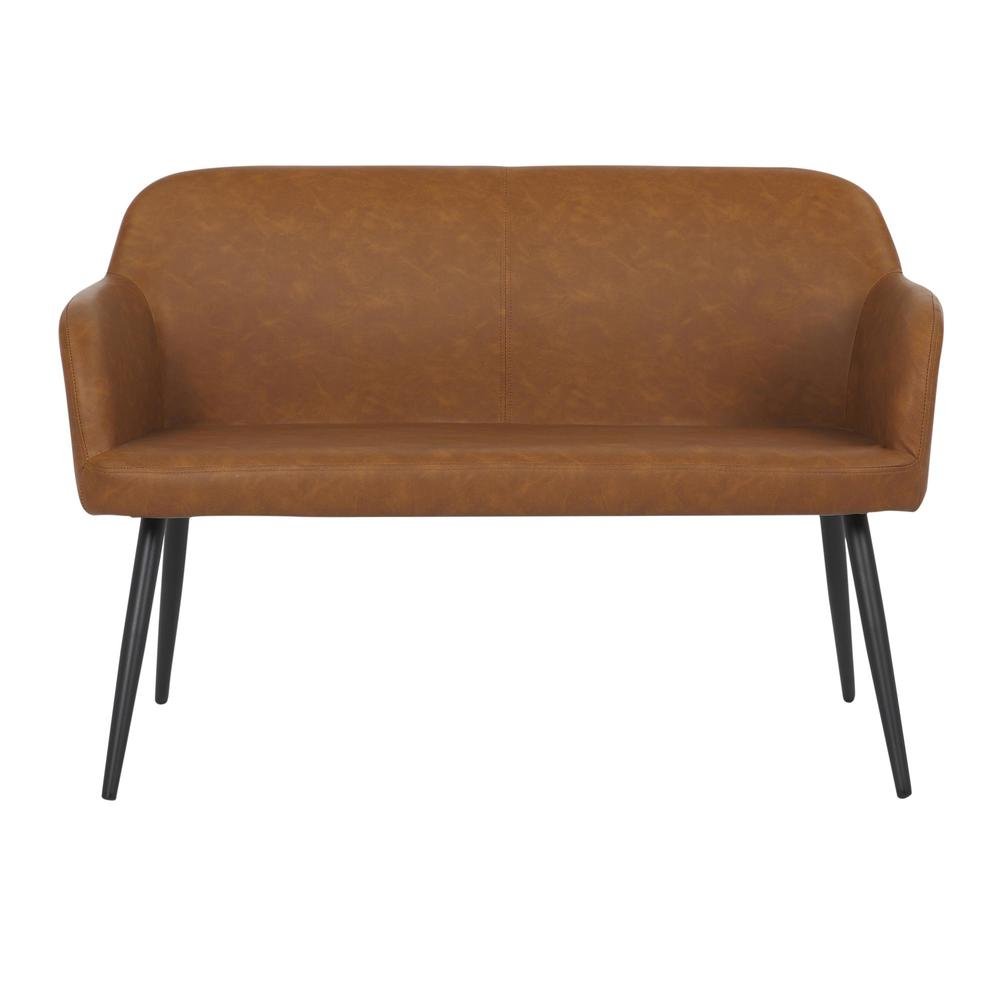 Black Steel, Camel PU Daniella High Back Bench. Picture 5