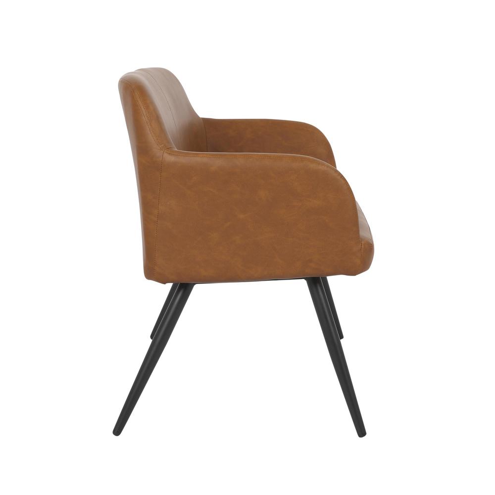 Black Steel, Camel PU Daniella High Back Bench. Picture 2