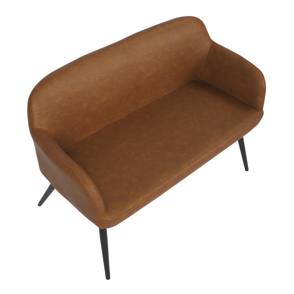 Black Steel, Camel PU Daniella High Back Bench. Picture 6