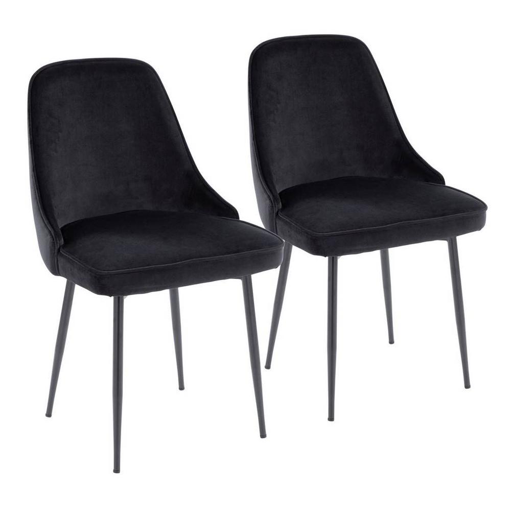 Black Steel, Black PU Daniella Dining Chair - Set of 2. Picture 1