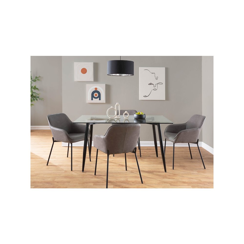 Black Steel, Grey PU Daniella Dining Chair - Set of 2. Picture 9