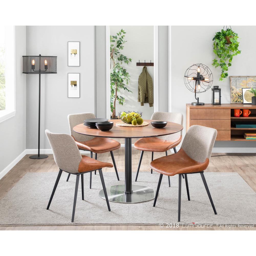 Black Metal, Espresso PU, Brown Fabric Outlaw Two-Tone Chair - Set of 2. Picture 9