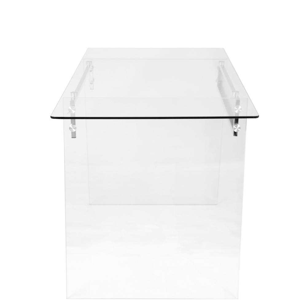 Glacier Contemporary Desk in Clear and Chrome. Picture 2