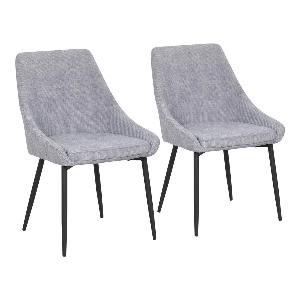 Black Metal, Grey Corduroy Diana Corduroy Chair - Set of 2. Picture 1