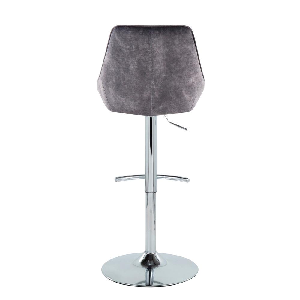 Chrome, Grey Velvet Diana Adjustable Bar Stool - Set of 2. Picture 5