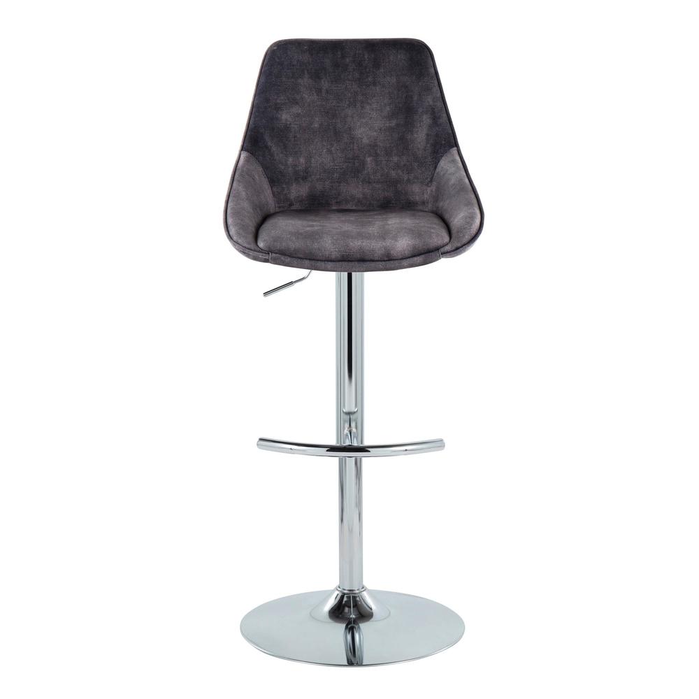 Chrome, Grey Velvet Diana Adjustable Bar Stool - Set of 2. Picture 6