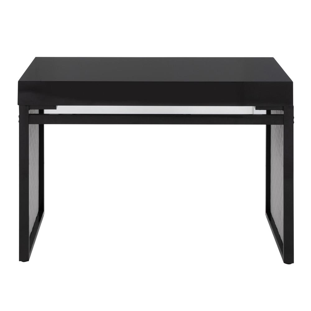 Black Steel, Black MDF, Silver Velvet Drift Upholstered Desk. Picture 4