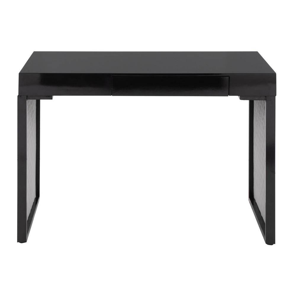 Black Steel, Black MDF, Silver Velvet Drift Upholstered Desk. Picture 5