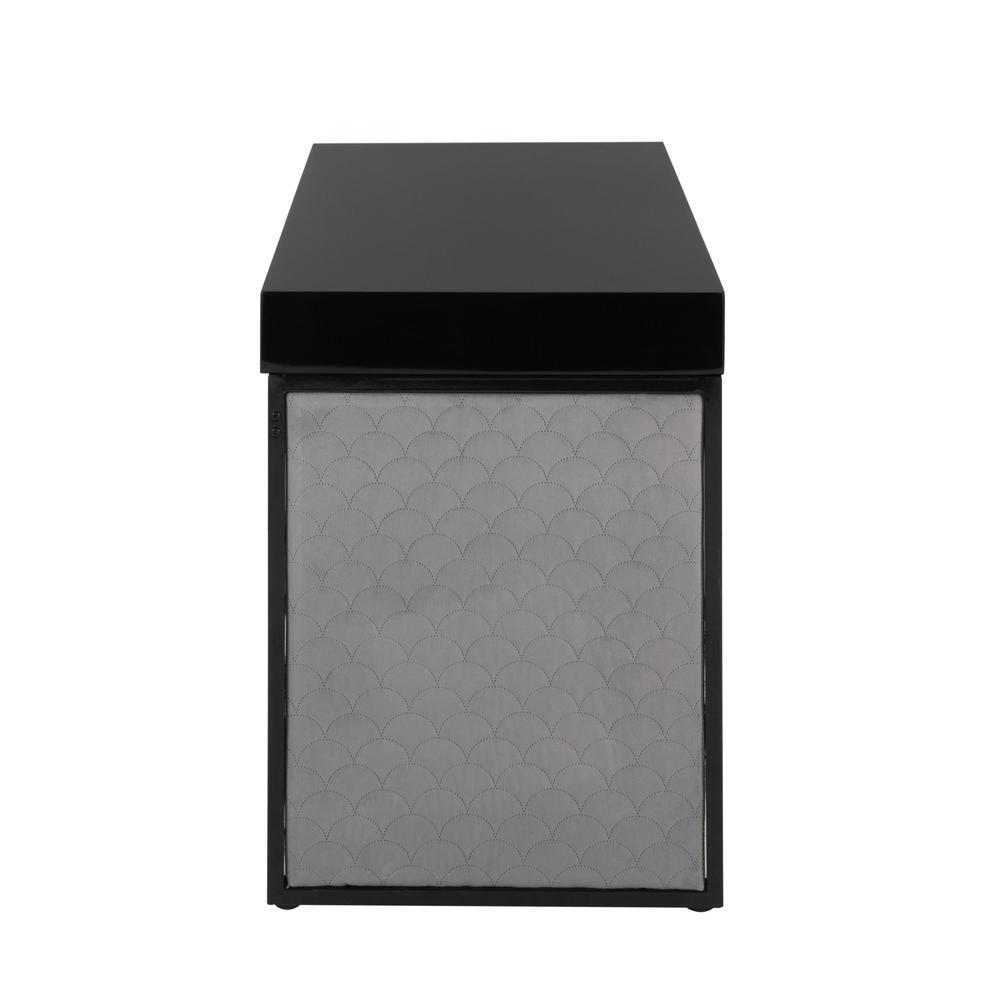 Black Steel, Black MDF, Silver Velvet Drift Upholstered Desk. Picture 2