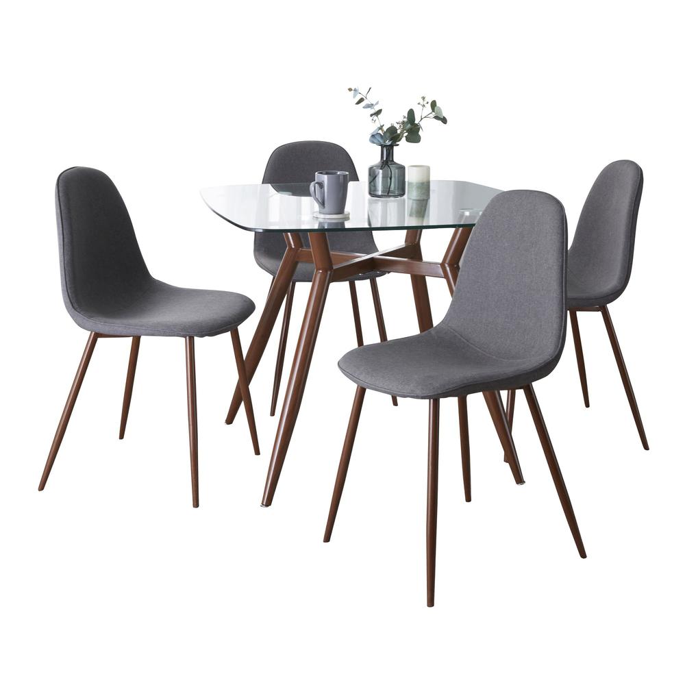 Brown Clara-Pebble Square Dining Set - 5 Piece. Picture 2