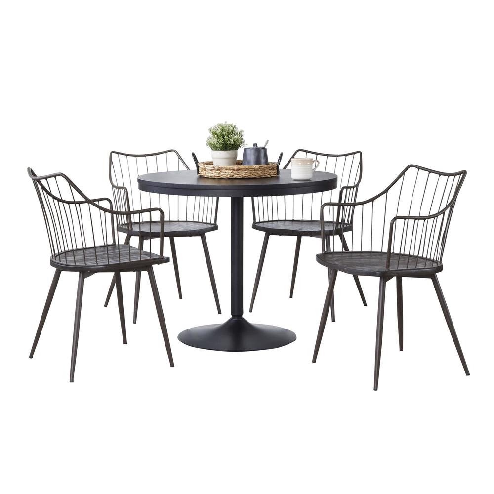 Black Dakota-Winston Dining Set - 5 Piece. Picture 1