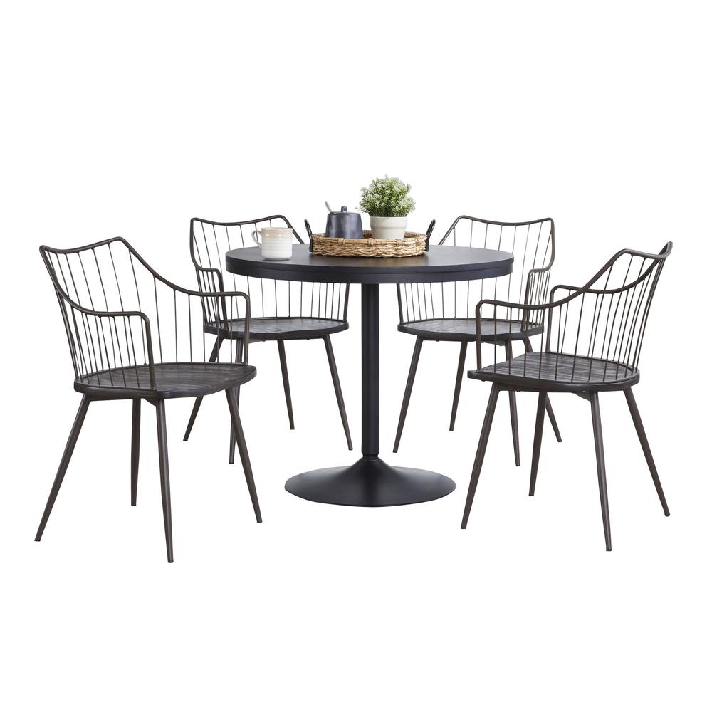 Black Dakota-Winston Dining Set - 5 Piece. Picture 2