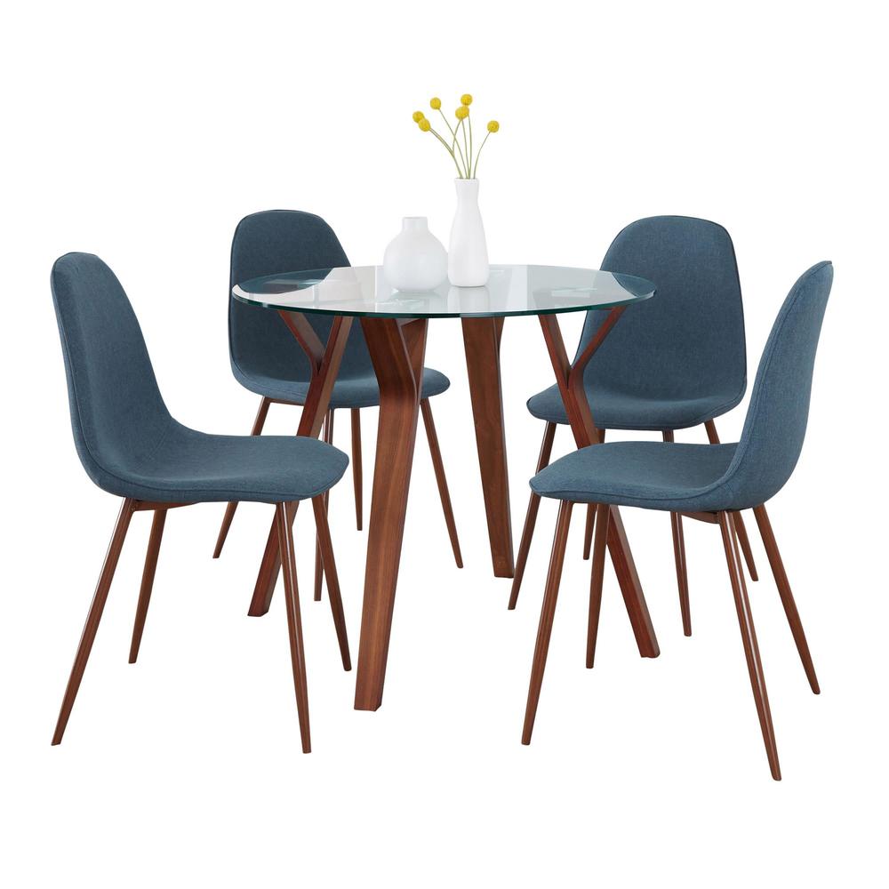 Brown Folia Round Pebble Dining Set - 5 Piece. Picture 1