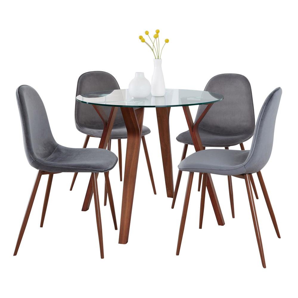 Brown Folia Round Pebble Dining Set - 5 Piece. Picture 1
