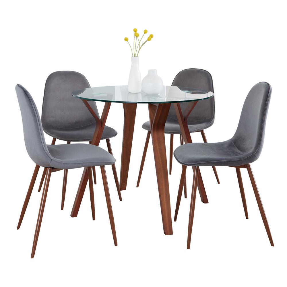 Brown Folia Round Pebble Dining Set - 5 Piece. Picture 2