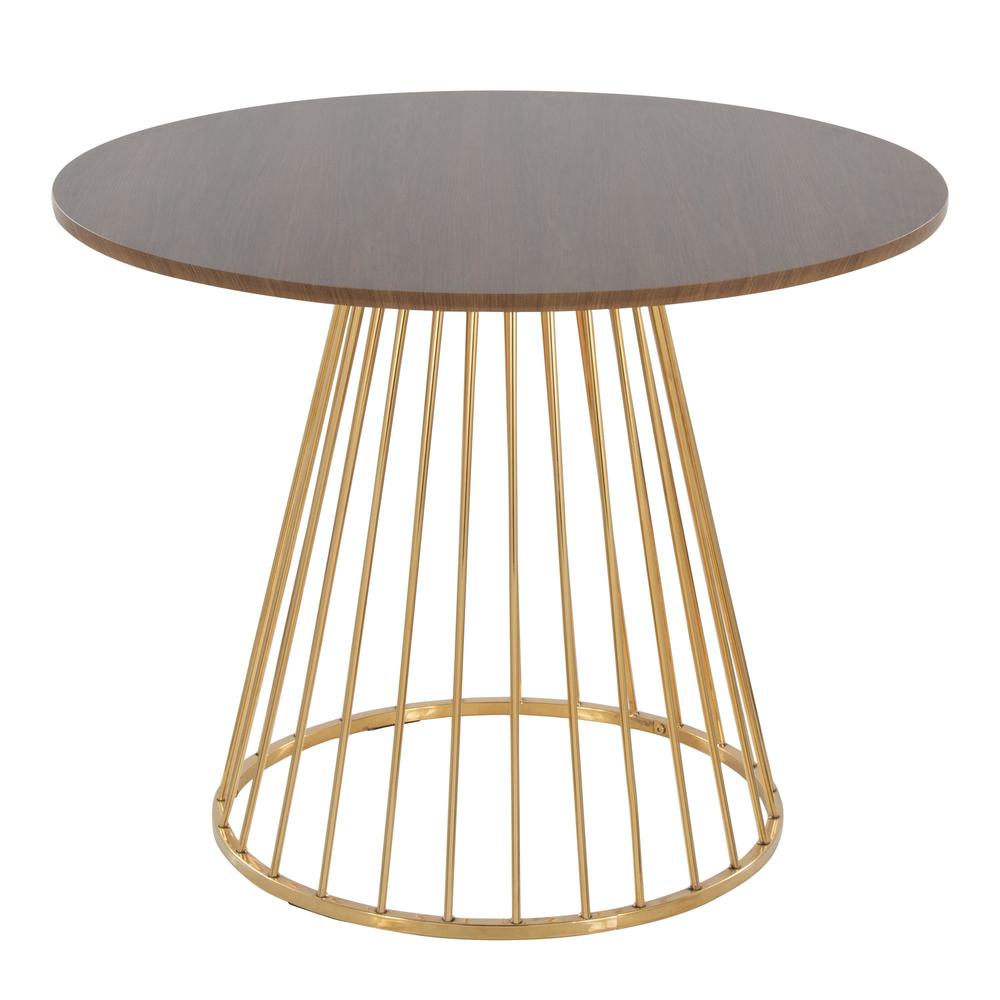 Gold Metal, Walnut Wood Canary Cosmo Dining Table. Picture 2
