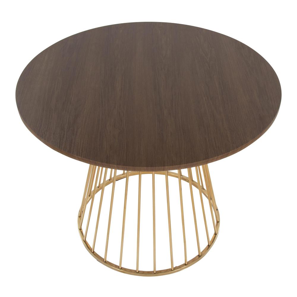 Gold Metal, Walnut Wood Canary Cosmo Dining Table. Picture 3