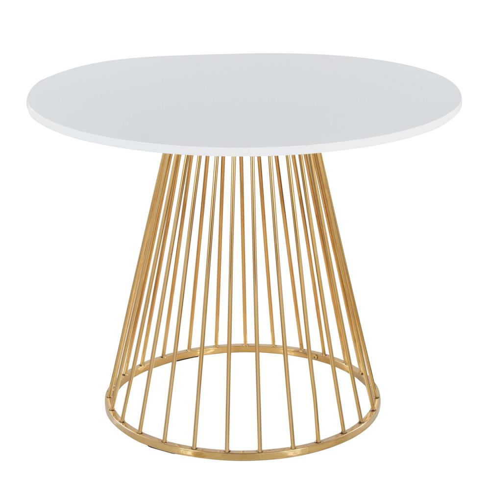 Gold Metal, White MDF Canary Cosmo Dining Table. Picture 1
