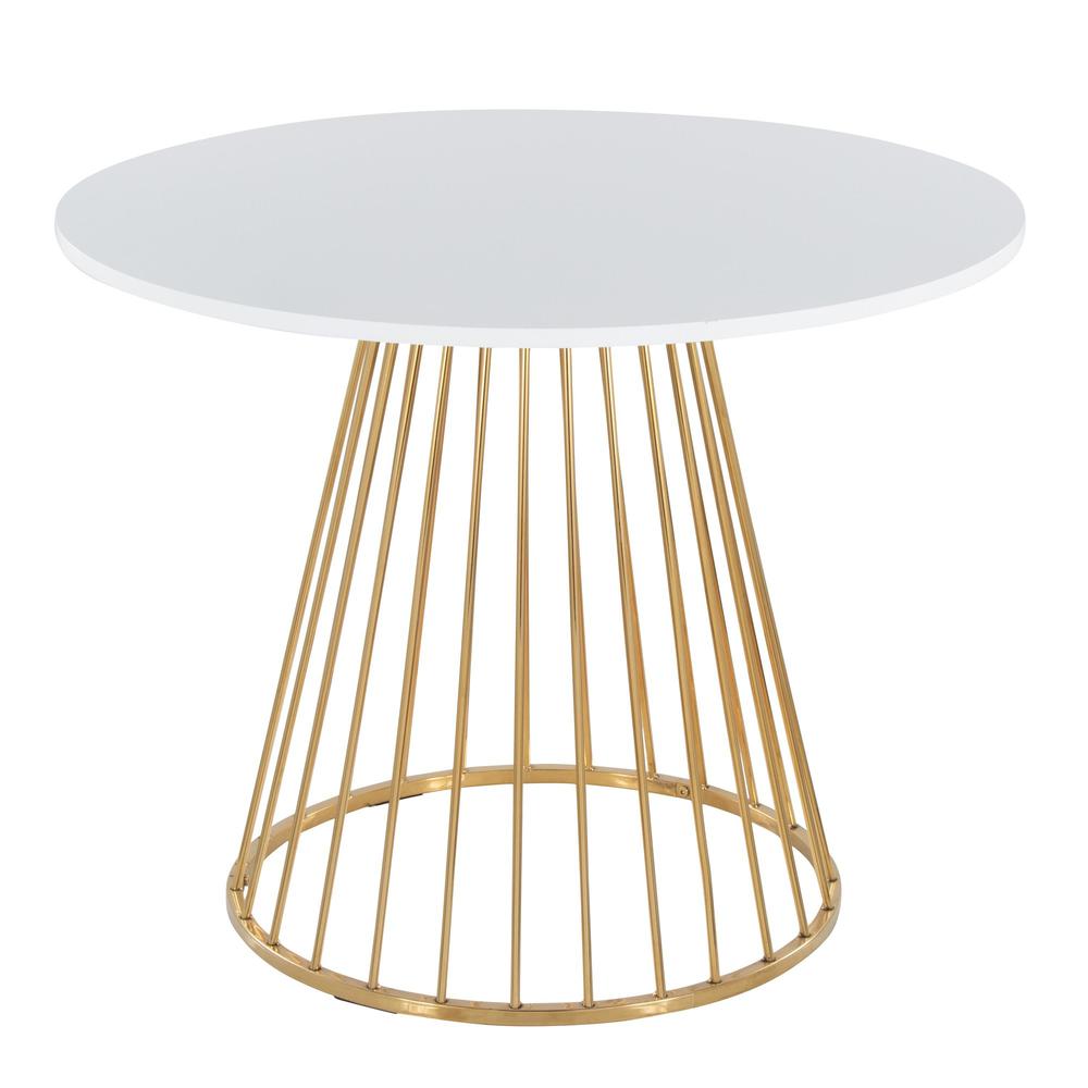 Gold Metal, White MDF Canary Cosmo Dining Table. Picture 2