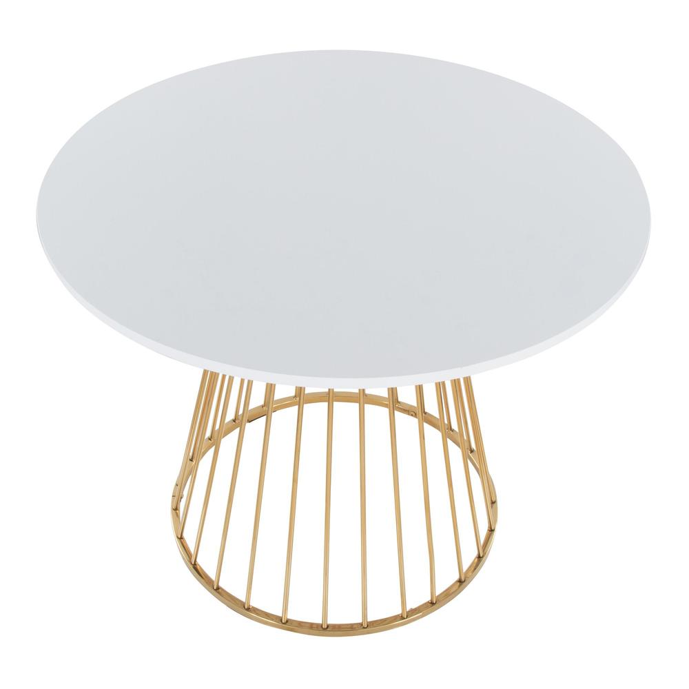 Gold Metal, White MDF Canary Cosmo Dining Table. Picture 3
