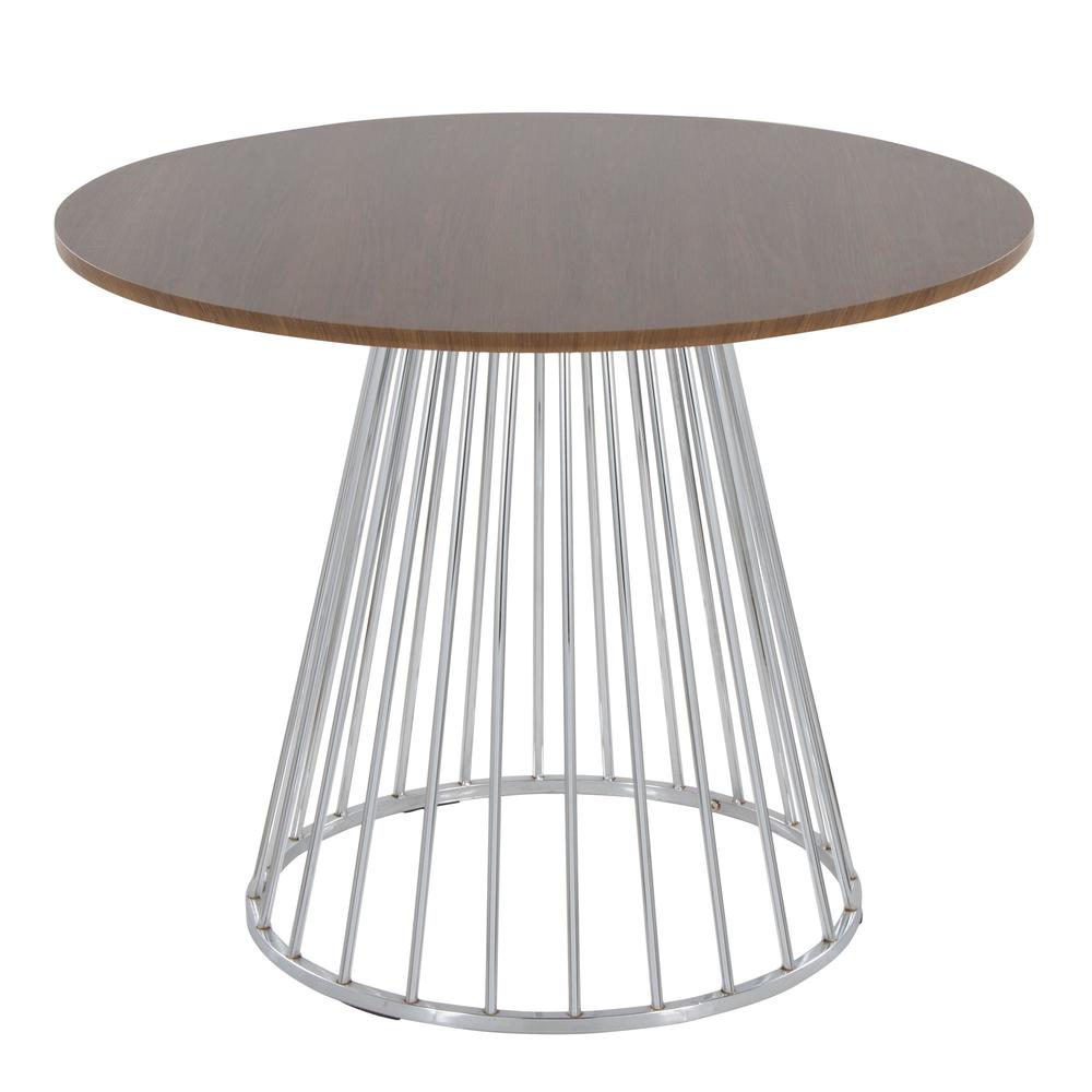 Silver Metal, Walnut Wood Canary Cosmo Dining Table. Picture 1