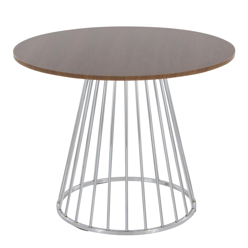 Silver Metal, Walnut Wood Canary Cosmo Dining Table. Picture 2