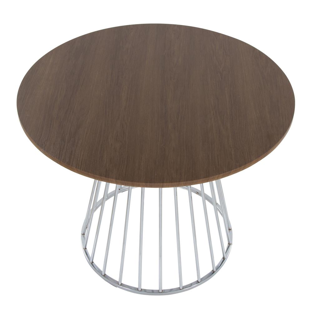 Silver Metal, Walnut Wood Canary Cosmo Dining Table. Picture 3