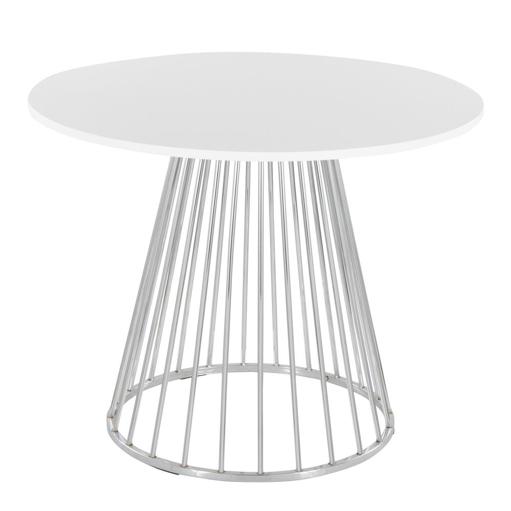 Silver Metal, White MDF Canary Cosmo Dining Table. Picture 1