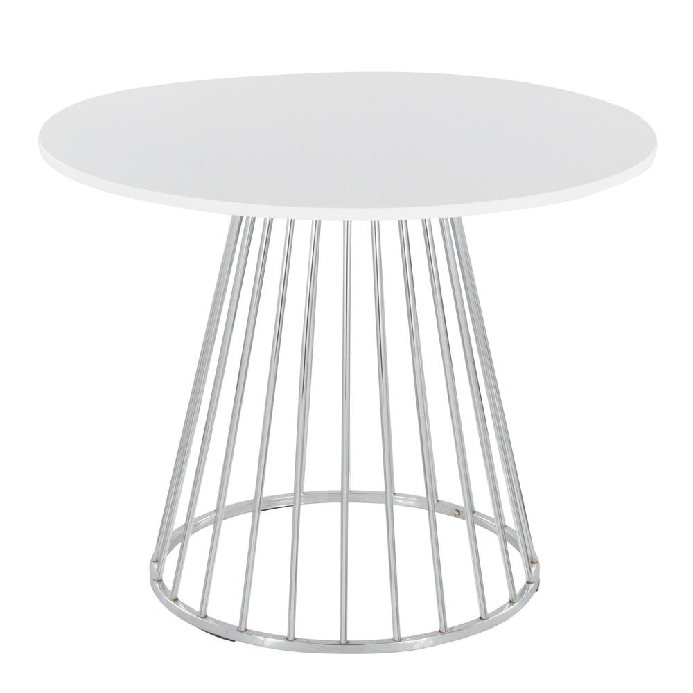 Silver Metal, White MDF Canary Cosmo Dining Table. Picture 2
